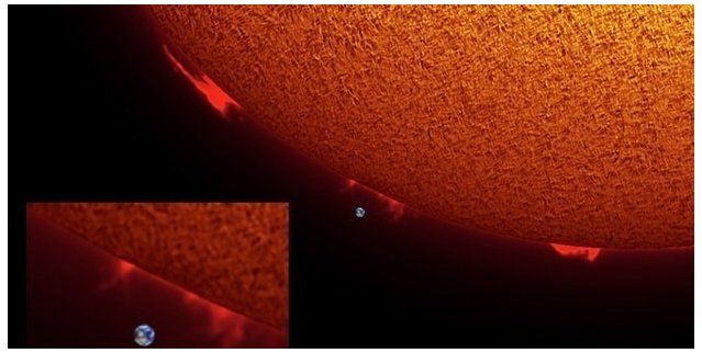 la tierra comparada con el sol