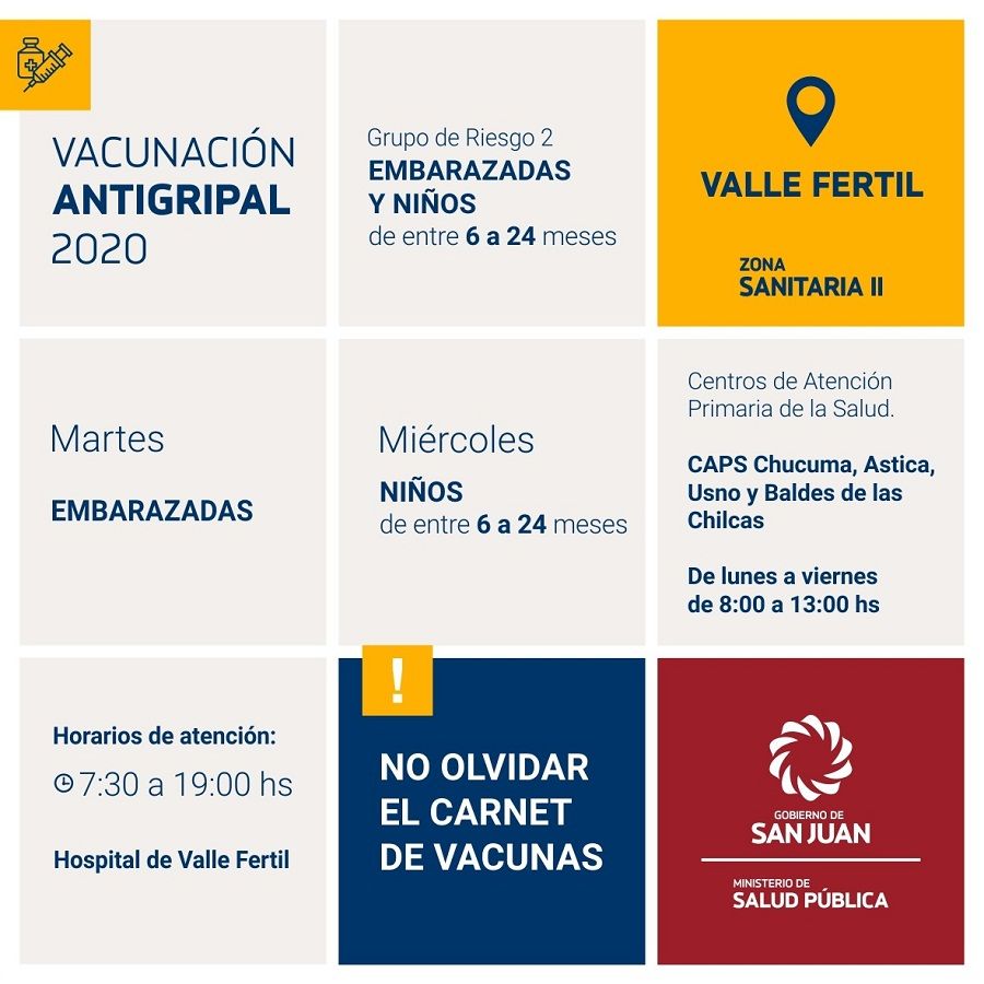 Cuarentena administrada: calendario de vacunación antigripal por departamento