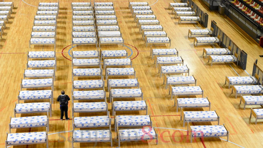 El Estadio Aldo Cantoni, adaptado como hospital de campaña (Foto: sj8)