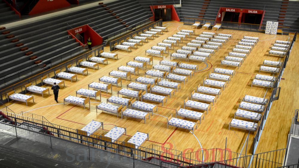 El Estadio Aldo Cantoni, adaptado como hospital de campaña (Foto: sj8)