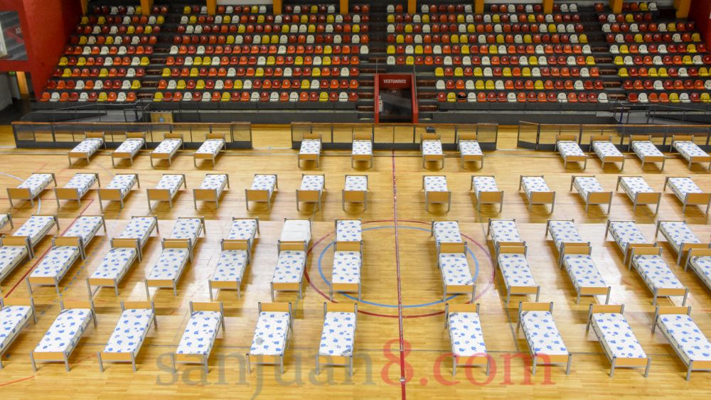El Estadio Aldo Cantoni, adaptado como hospital de campaña (Foto: sj8)