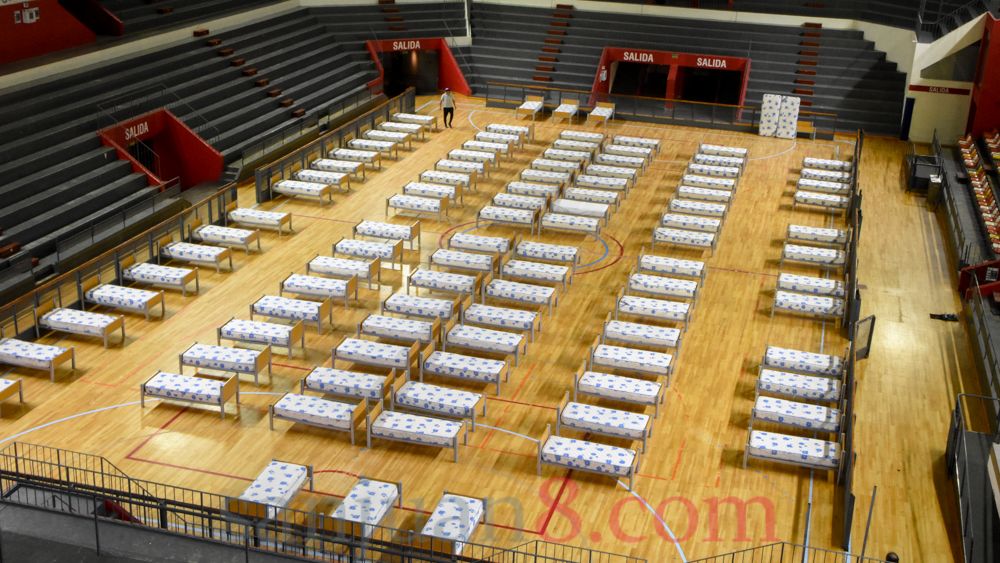El Estadio Aldo Cantoni, adaptado como hospital de campaña (Foto: sj8)