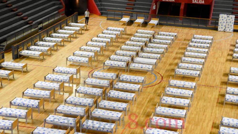 El Estadio Aldo Cantoni, adaptado como hospital de campaña (Foto: sj8)