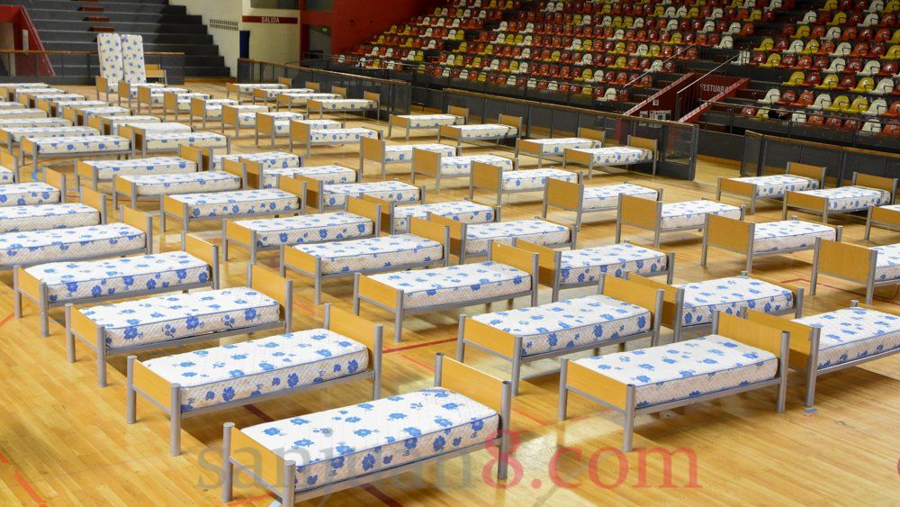 El Estadio Aldo Cantoni, adaptado como hospital de campaña (Foto: sj8)