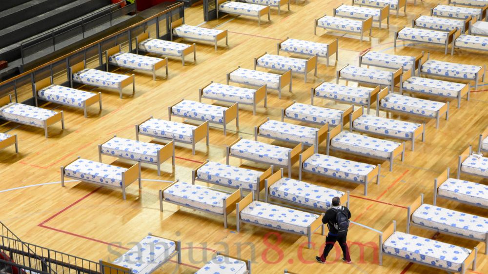 El Estadio Aldo Cantoni, adaptado como hospital de campaña (Foto: sj8)