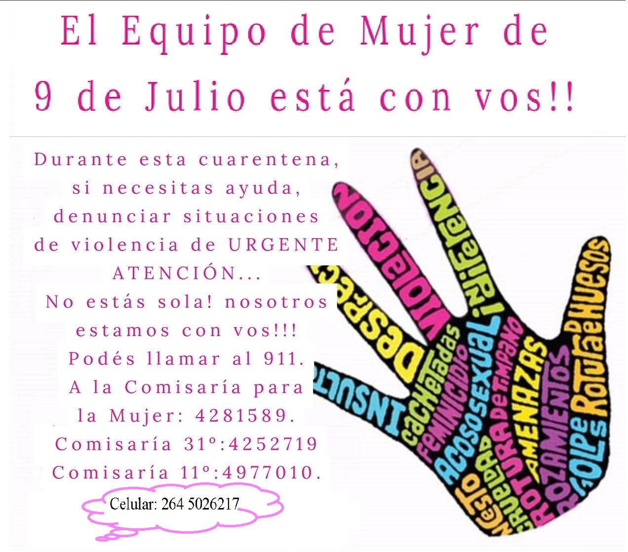 Cómo comunicarse con las áreas municipales y provincial de Dirección de la Mujer