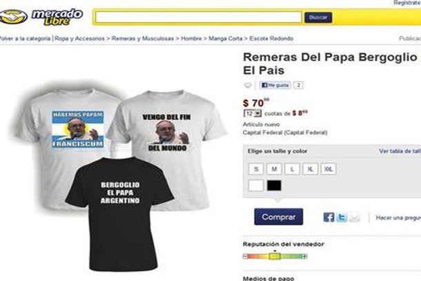 En Internet ya venden remeras del Papa argentino