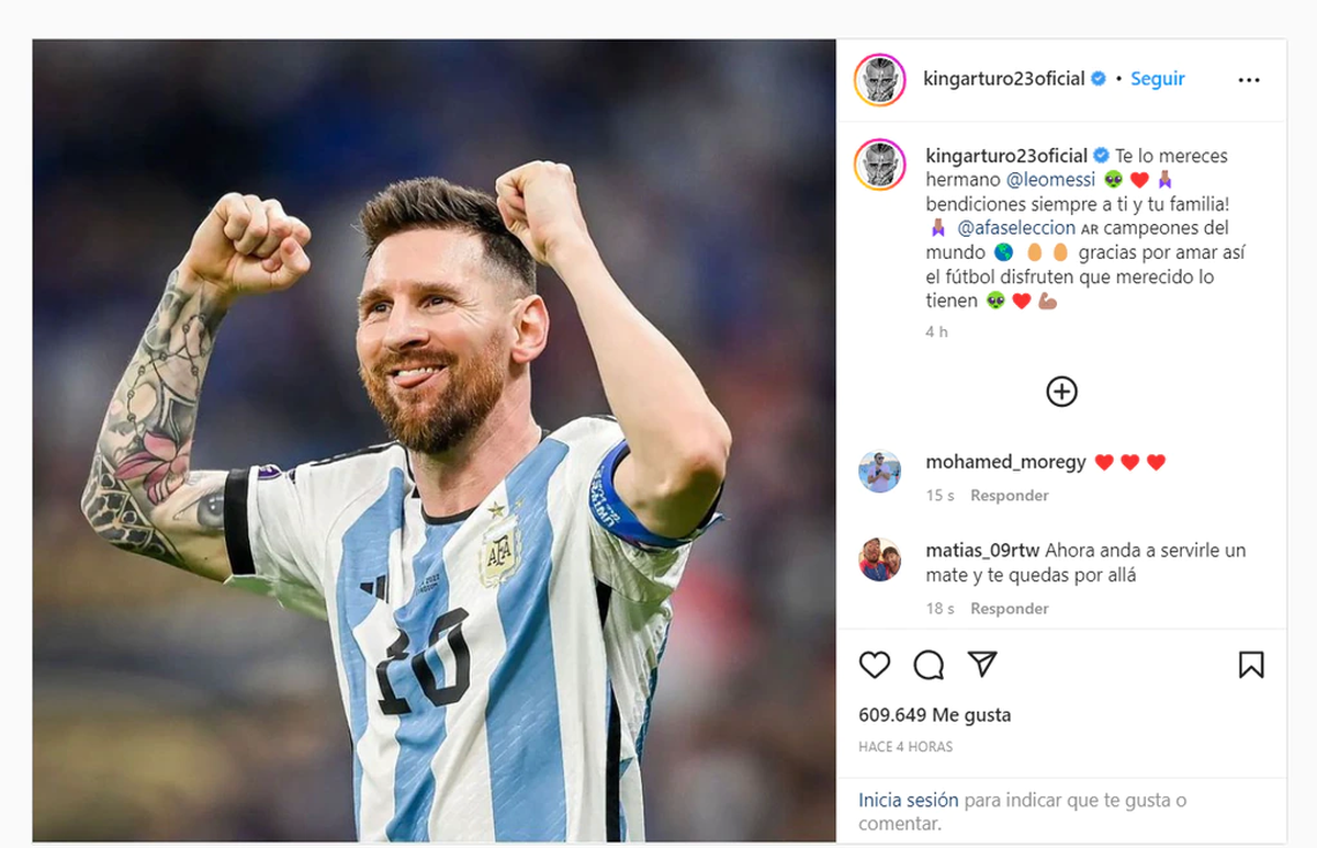 Arturo Vidal felicitó a Messi y festejó con la camiseta argentina