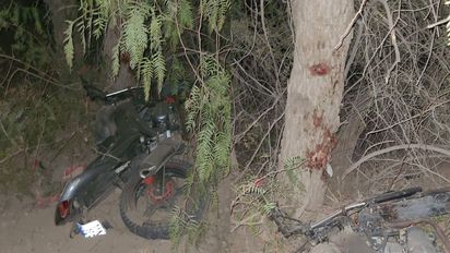 Media Agua: un motociclista chocó contra un árbol y murió