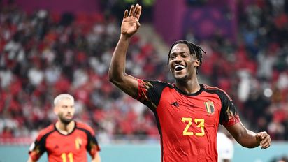 Michy Batshuayi, autor del único gol del partido entre Bélgica y Canadá. Foto: AFP.