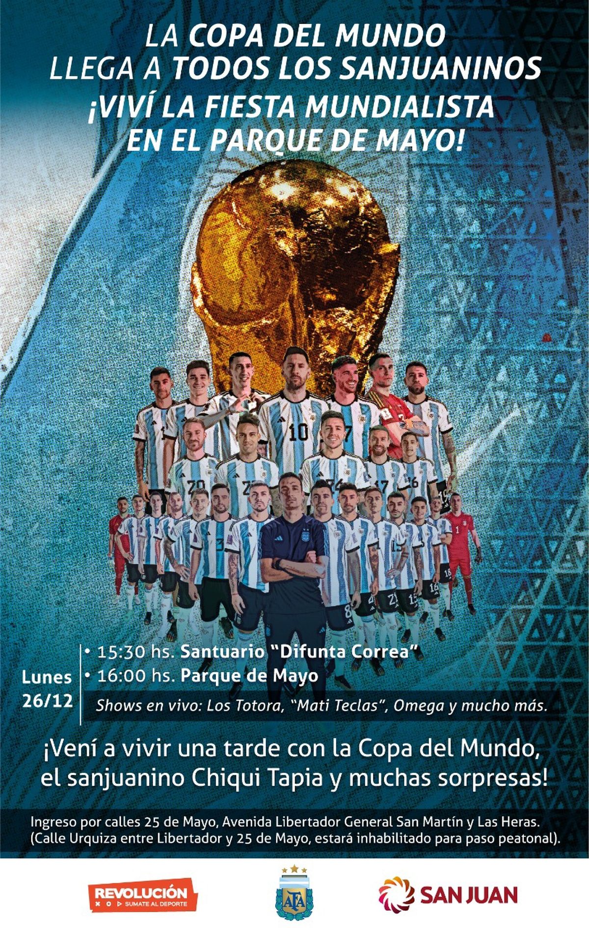 Cambiaron el orden del recorrido de la Copa del Mundo en San Juan