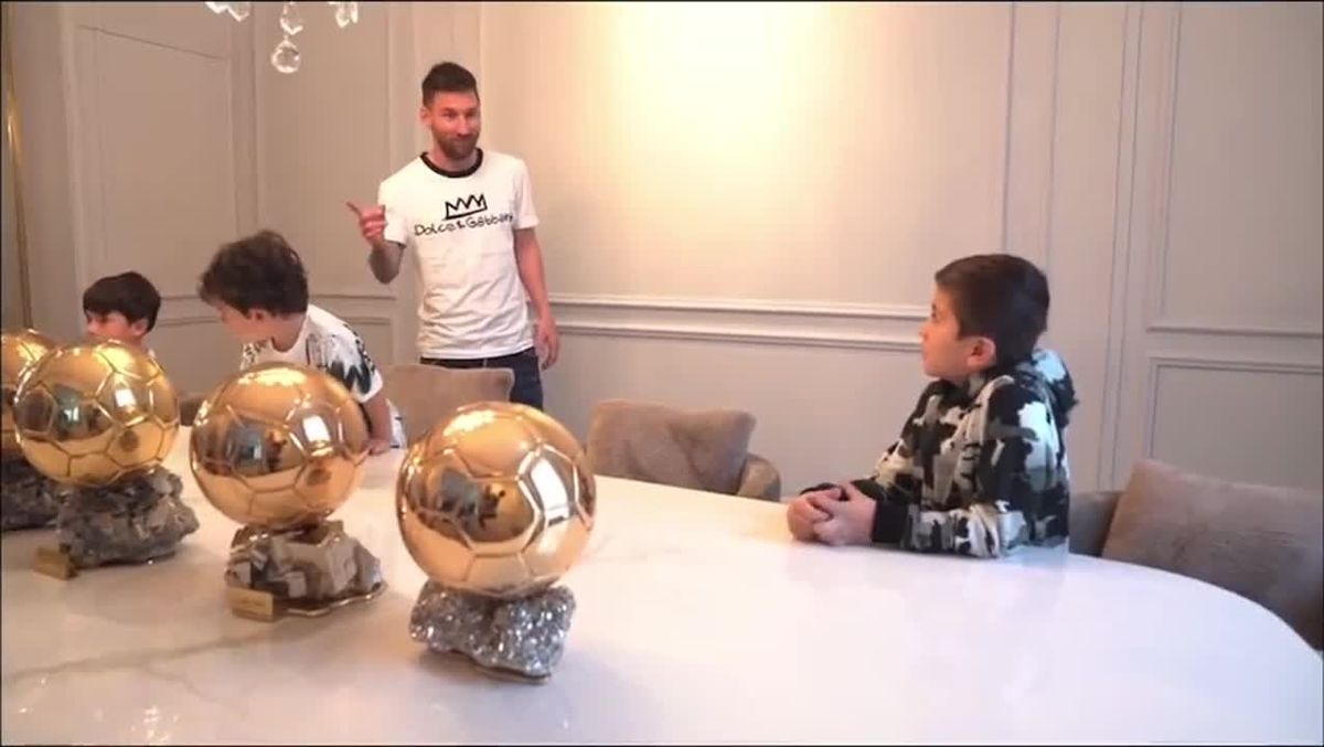 La reacción de Thiago Messi al saber que su papá tiene 7 balones de oro