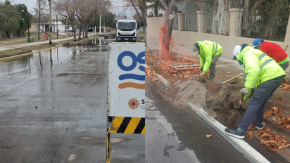 Repararon la rotura de un caño en Rivadavia: el agua llegó hasta el centro