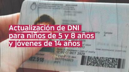Cómo actualizar el DNI de niños de 5, 8 y 14 años