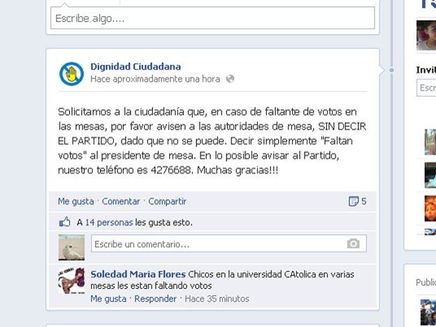 Dignidad Ciudadana denunció por facebook que por “irregularidades” Ricardo Marún no pudo votar