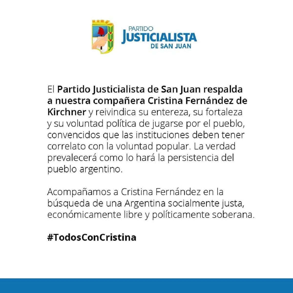 Comunicado del PJ respecto a la condena de Cristina Fernández.