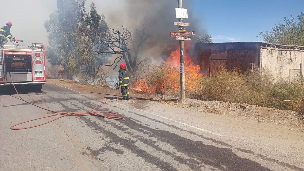 Voraz incendio en Médano de Oro puso en peligro casas aledañas