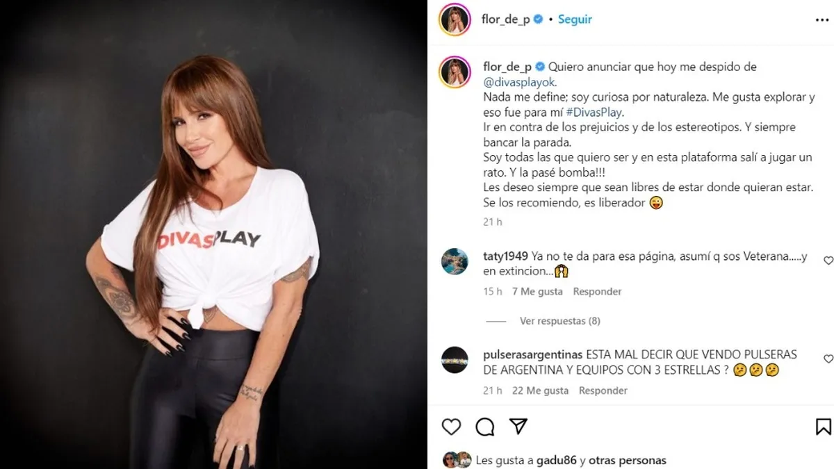 Flor Peña abandonó la plataforma Divas Play