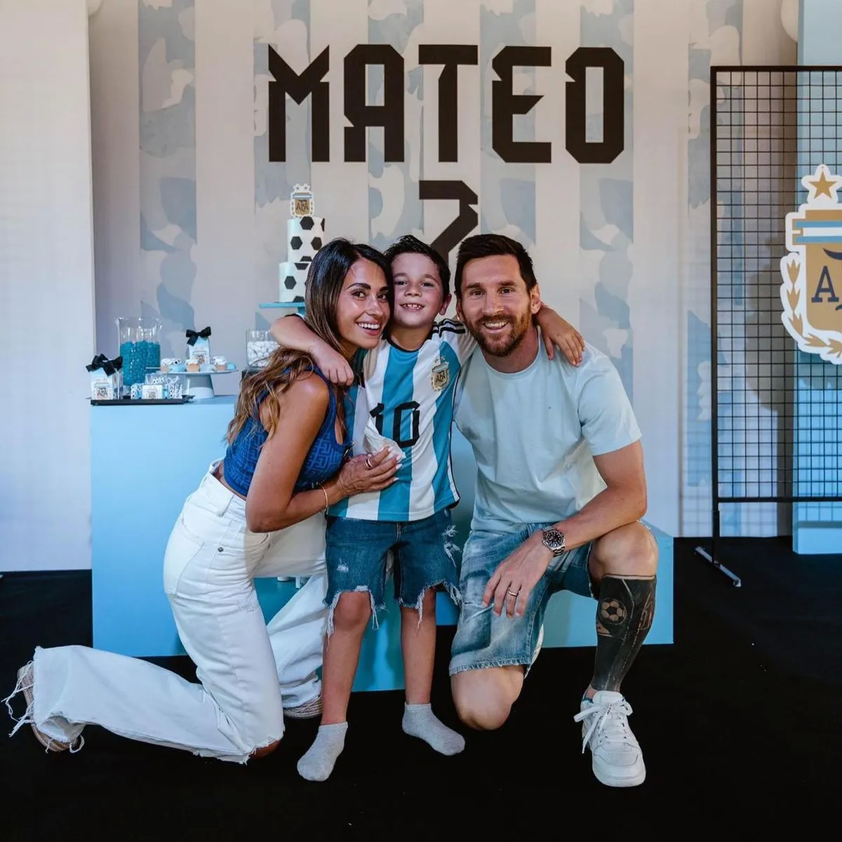 Lionel Messi y Antonela Roccuzzo en el cumpleaños de Mateo
