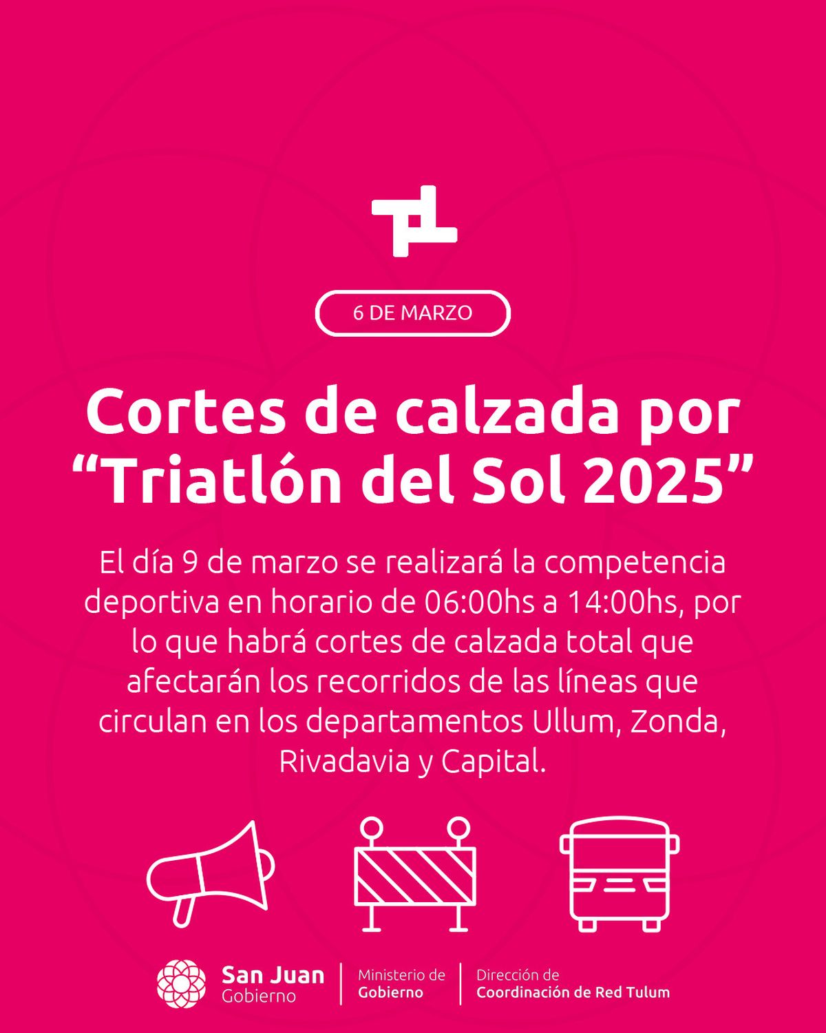 Atención: estos serán los desvíos en el transporte público por el Triatlón del Sol 2025