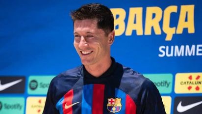 Lewandowski fue presentado como refuerzo de Barcelona