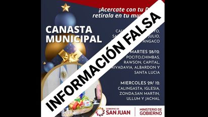 Viralizan un mensaje falso de entrega de una canasta municipal