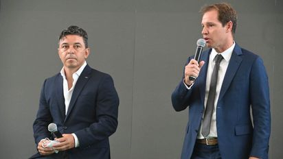 Marcelo Gallardo junto a Jorge Brito, presidente de River.