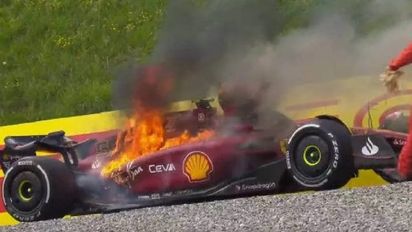 La Ferrari de Carlos Sainz se prendió fuego en el GP de Austria