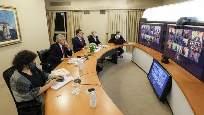 El presidente Alberto Fernández en comunicación con los gobernadores.