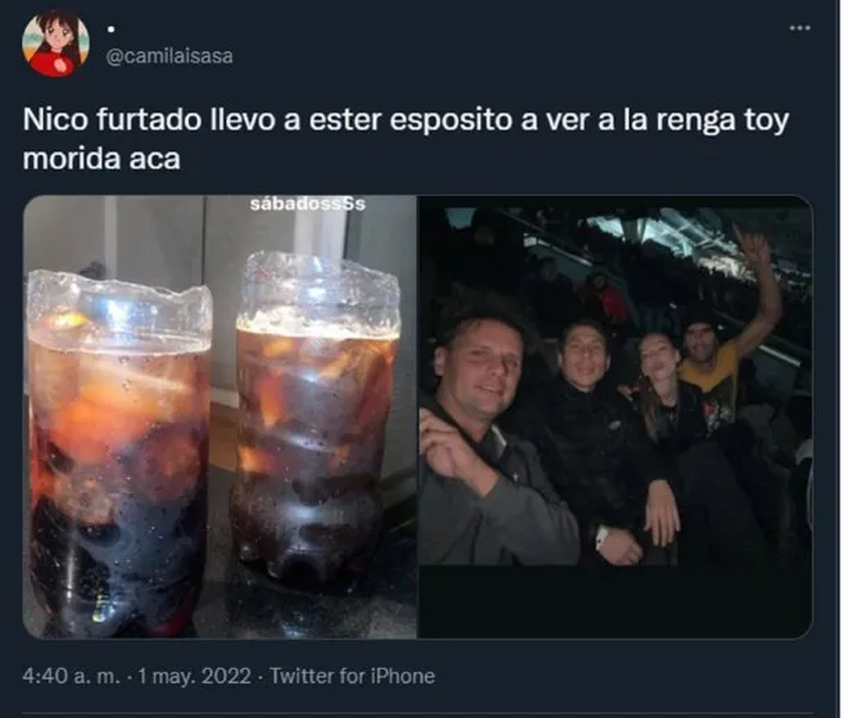 Memes y reacciones por Nico Furtado y Ester Expósito en La Renga