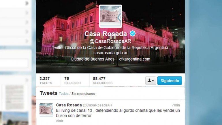 La Casa Rosada dice que le hackearon la cuenta de twitter y apuntó a Lanata