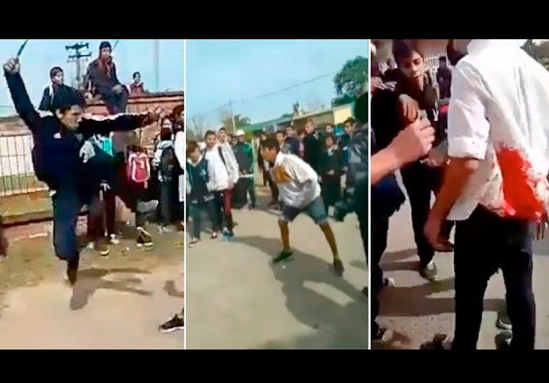 Video: con cuchillos y piedras, alumnos de una escuela protagonizaron una salvaje pelea